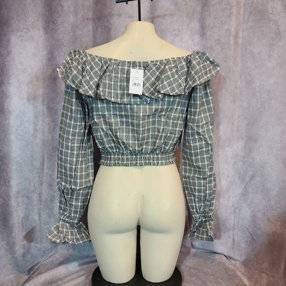 Tularosa Peyton Checker Print Exaggerated Ruffle Blouse Size XS‎ - Picture 5 of 5